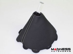 FIAT 124 Spider Gear Shift Boot - Black Italy - Black Leather w/ Silver Stitching